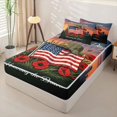 thumbnail image 2 of Manfei Usa Flag Flower Zipper Queen Comforter Set with Fitted Sheet and 2 Pillowcases,Honoring The Brave Printed Zipper Bedding Set,Black Reversible,4pcs, 2 of 8