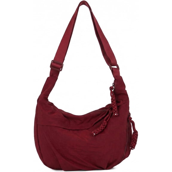 NCY Nylon Crossbody Bags for Women Slouchy Crescent Tote Bag Lightweight Casual Shoulder Hobo Dumpling Bag Travel Sling Purse