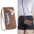 thumbnail image 1 of Case for iPhone 8 Plus/7 Plus Zipper Wallet Cover Lanyard Crossbody Neck Strap -Brown, 1 of 5