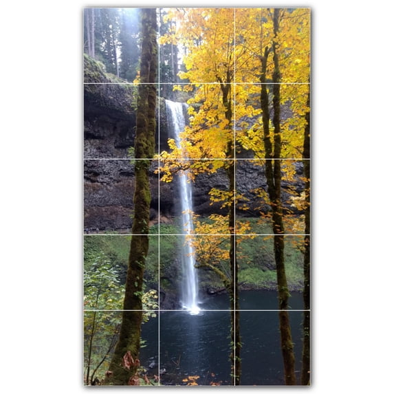 Picture-Tiles.com: Waterfalls Ceramic Tile Wall Mural WAL501129-35M. 18"W x 30"H using (15) 6" x 6" Ceramic Tiles-Satin Finish