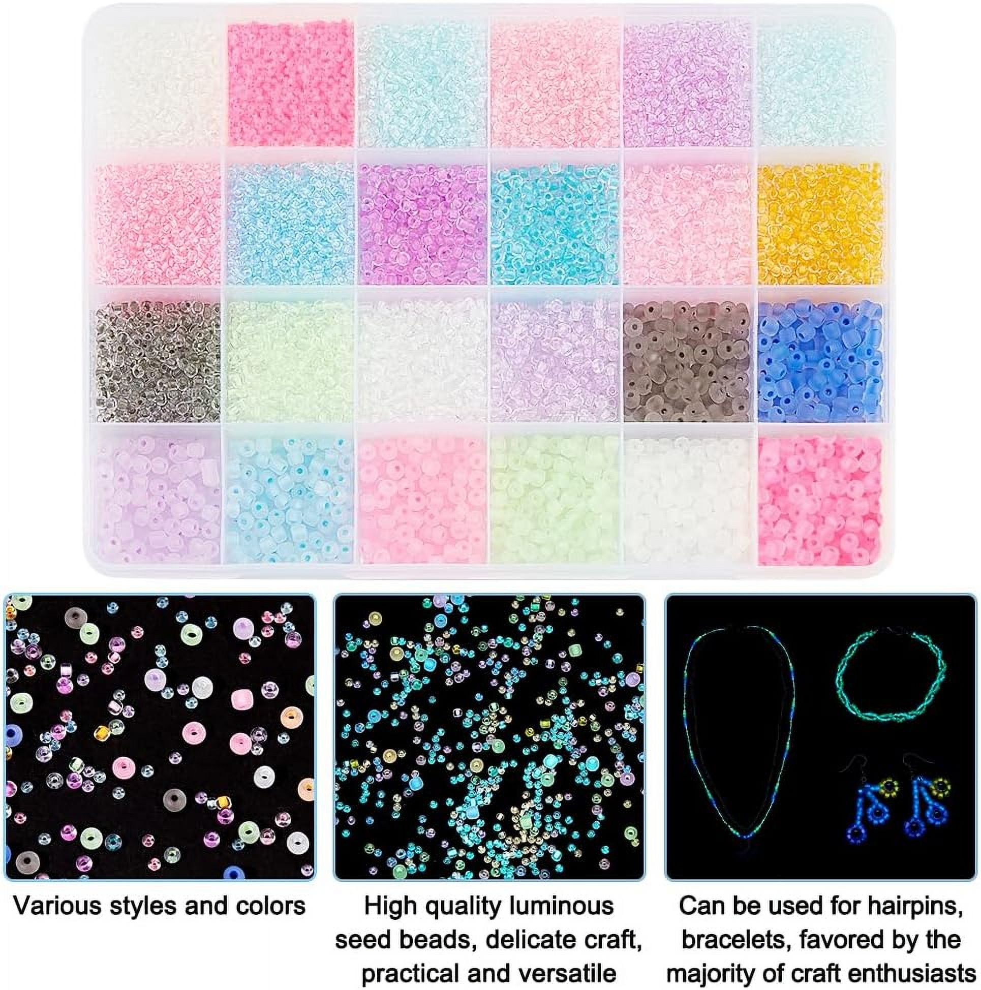 11581pcs Luminous Glass Seed Beads 24 Styles Glow in The Dark 2/2.5/4mm