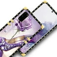 thumbnail image 4 of FKBRCL4U Compatible with Samsung Galaxy S20 Case, High Heeled Purple Diamond Rose Luxury Golden Decoration for Girl Women Soft TPU Shockproof Protective Hard PC Back, 4 of 7