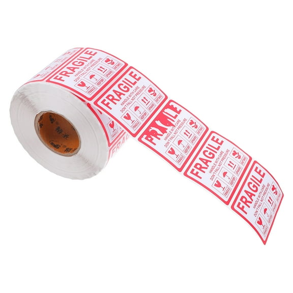 HONMEET 1000Pcs Adhesive Fragile Warning Labels for Shipping Boxes Red Handle Care Stickers
