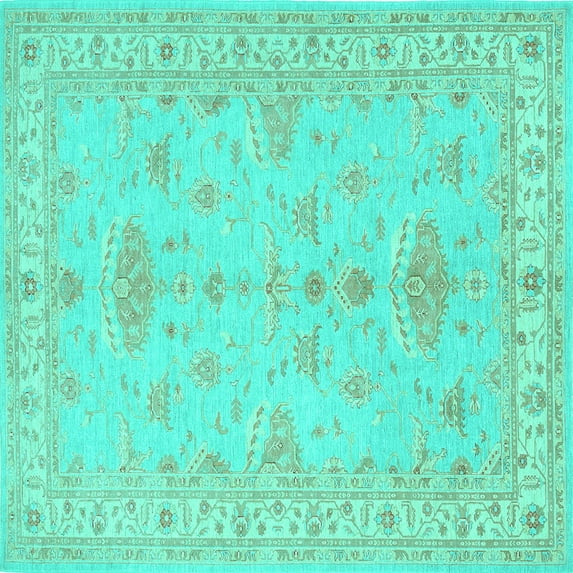 Ahgly Company Indoor Square Persian Turquoise Blue Traditional Area Rugs, 5' Square
