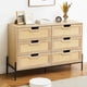 thumbnail image 2 of Cajonera de Ratán Natural, 47.2", 6 Cajones, Estilo Rústico con Patas Metálicas, Organizador Moderno para Closet y Sala, 2 of 7