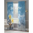 thumbnail image 4 of Life Is Better At The Beach Sheer Curtains 2 Panels Set Summer Ocean Starfish Flower Sheer Window Curtains Light Filtering Rod Pocket Voile Drapes for Bedroom Living Room 52"X108", 4 of 8