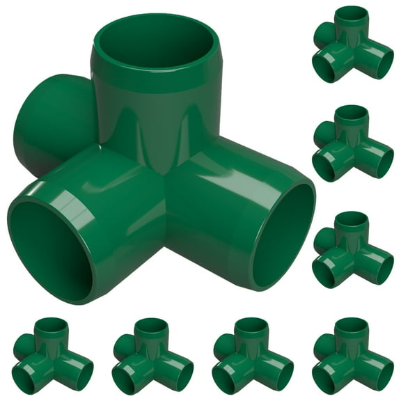FORMUFIT PVC Fitting, 4-Way Tee Side Outlet , Furniture Grade, 3/4" Size, Green, 8-Pack (F0344WT-GR-8)