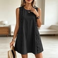 thumbnail image 4 of Bxsruta Women Sleeveless Ruffle Trim Mini Dress Crewneck Casual Tunic Sundress with Pockets Linen Blend Breathable Summer, 4 of 7