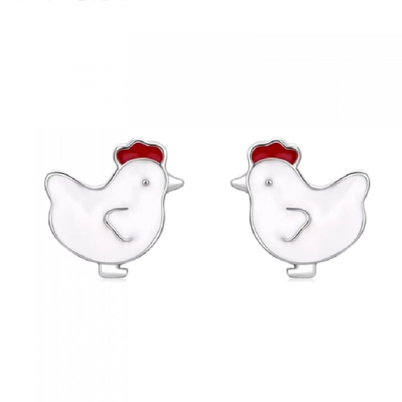 925 Sterling Silver Small Cute Chick Animal Stud Earrings