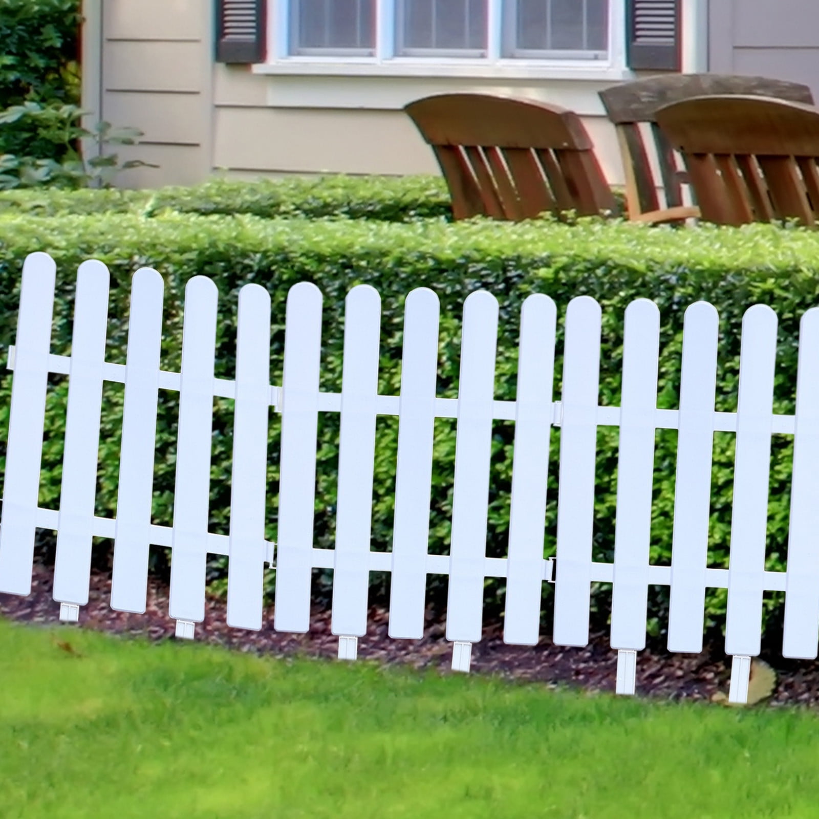 WOHAPY Upgrade PVC Garden Fence, White Decorative Hedge Fence, Plastic Patio Border for Garden and Outdoor Space, Multiple Sizes Available, Easy to Install 15.74*19.68in