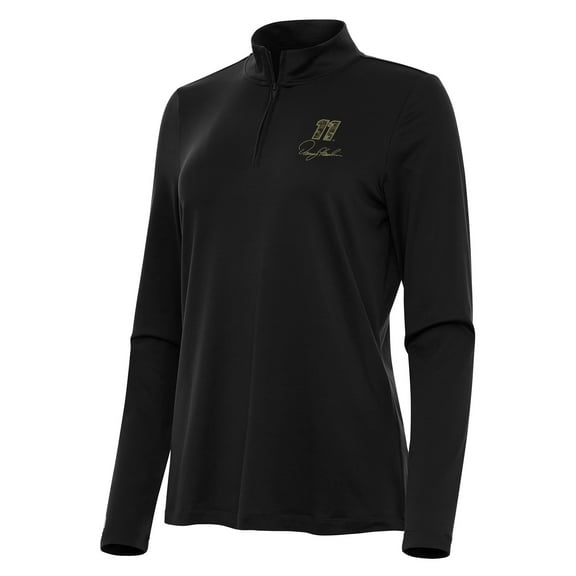 Women's Antigua Black Denny Hamlin Reprocess Quarter-Zip Top