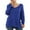12-Royal Blue, variant on JWD Women's V-Neck Long Sleeve Side Split Loose Casual Knit Pullover Sweater Blouse Black-Small