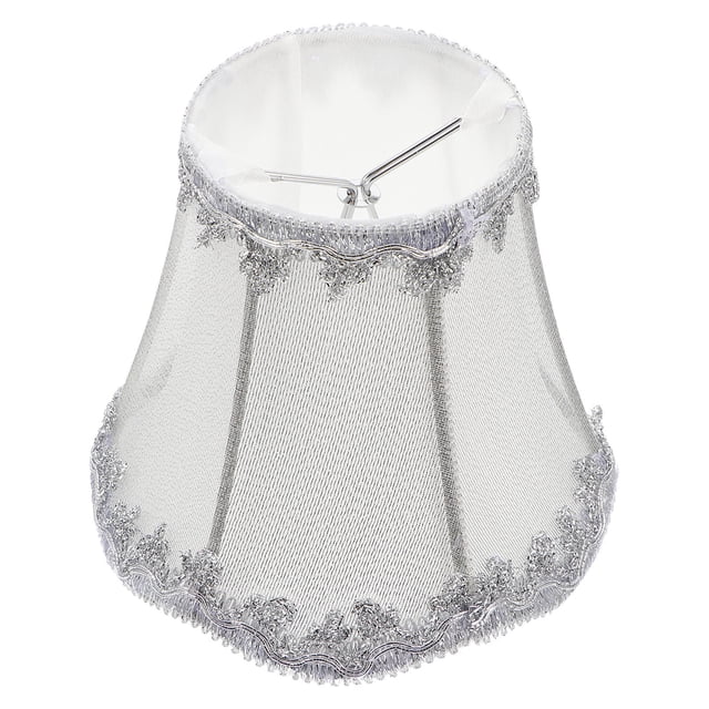 OULII Small Clip On Retro Fabric Lampshade Set with Hand Crafted Natural Linen Flower Design for Table Floor and Pendant Lamps Gray
