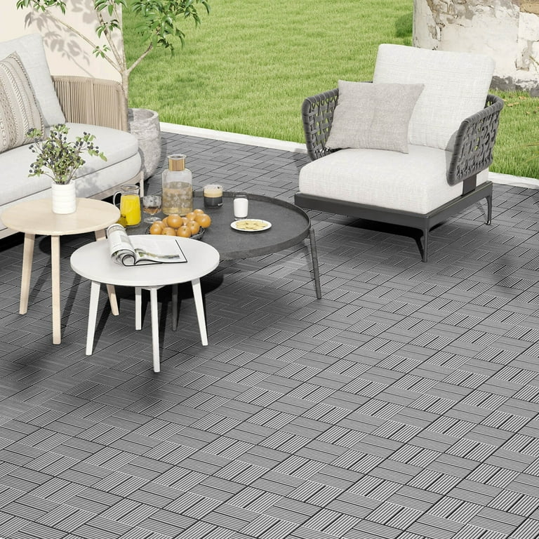 GRAY boards Knit Solegard Lサイズ Costway 18 PCS Interlocking Deck Tiles 12