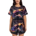 thumbnail image 1 of Fotbe Explosive Fluid Splash Art Conjunto de Pijama Estampado para Mujer, 2 Piezas, Ropa de Dormir con Camiseta de Manga Corta y Shorts Suaves-X-Large, 1 of 6