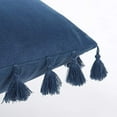 thumbnail image 4 of Boho Decorative Soft Velvet Throw Pillow Covers with Tassels Solid Cushion Case for Couch Bed Sofa, Blue, 18x18 inch, 2 Packs, 4 of 6