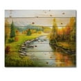 thumbnail image 3 of Designart 'Autumn Landscape With Forest River and Mountains' Lake House Print on Natural Pine Wood, 3 of 5