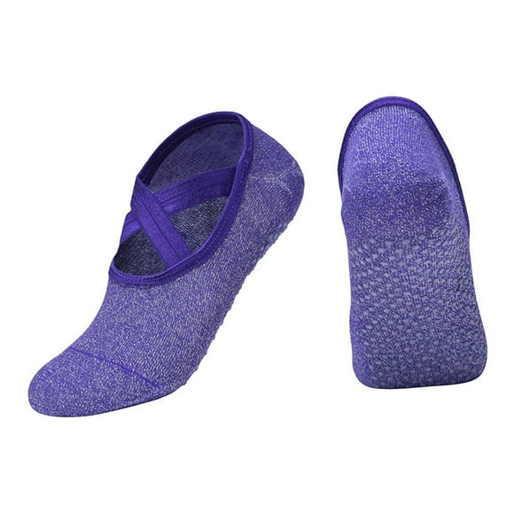 Calcetines de ballet de fitness Zapatos de baile de mujer Calcetines de deportivos antideslizantes Púrpura Cola Calcetines antideslizantes de yoga