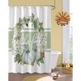 thumbnail image 3 of Fall Shower Curtain Leaf Pumpkin Wreath Bathroom Curtains with Hooks, Waterproof Fabric Green Stripe Thanksgiving Bath Shower Curtains Set for Bathroom Bathtubs Decor 72x72 Inch, 3 of 7