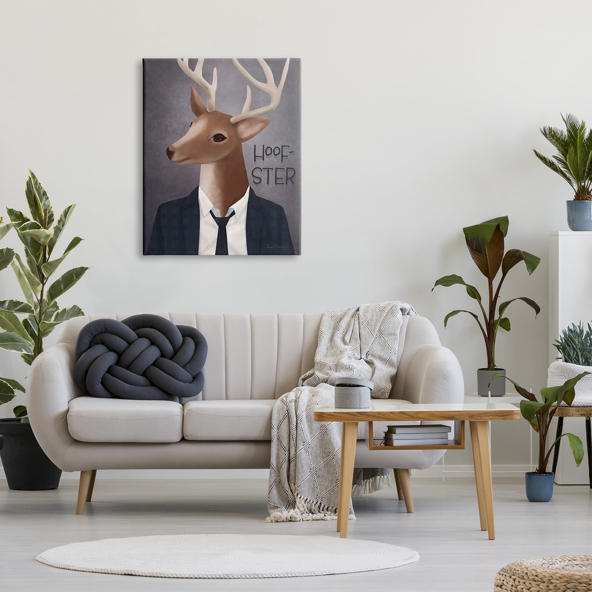 Stupell Industries Hoof-Ster Witty Deer Stag Wearing Suit Necktie Graphic Art Gallery Wrapped Canvas Print Wall Art, Design by Diane Neukirch