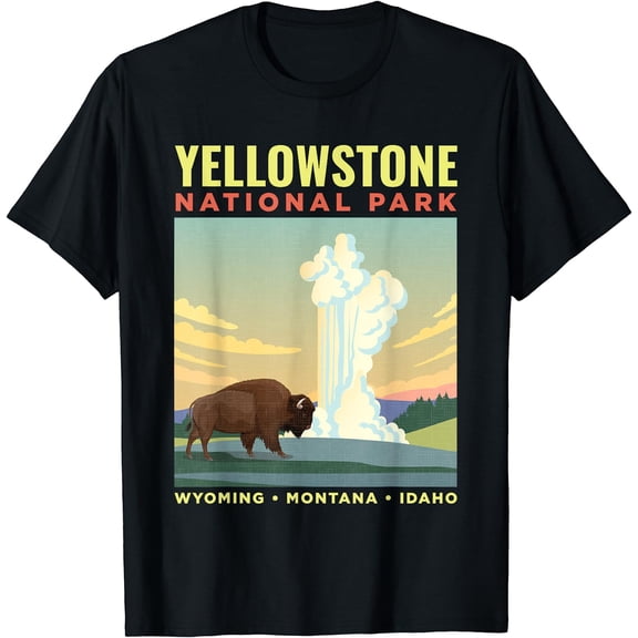 Yellowstone US National Park Bison Vintage Gift T-Shirt