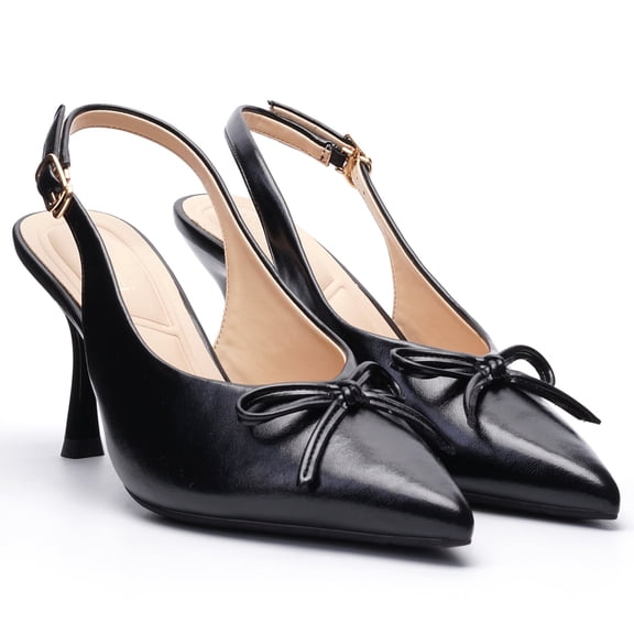 Women's Pointed Toe Slingback Heels Bowknot Kitten Heel Pumps Classic Slip-on Dress Shoes for Office Party Wedding