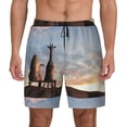 thumbnail image 3 of Uemuo Elephant Giraffe Pattern Mens Swim Trunks Quick Dry Board Shorts with Mesh Lining, Stretch Beach Shorts Quick Dry No-Chafing Board Shorts-Large, 3 of 9