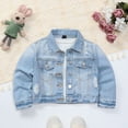thumbnail image 7 of KAUOD Kids Girls Denim Jackets Ripped Distressed Vintage Casual Jeans Coats Long Sleeve Fall Button Front Jeans Outwear, 7 of 7