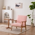 thumbnail image 4 of Hassch Modern Wood Armchair Teddy Velvet Lounge Chair Backrest Seat, Pink, 4 of 10