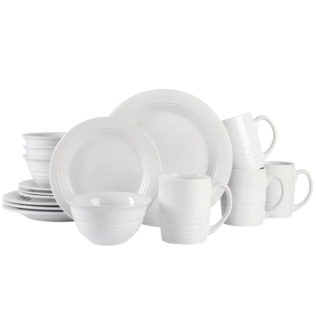 Martha Stewart Everyday Night Holm 16-Piece White Stoneware Dinnerware Set