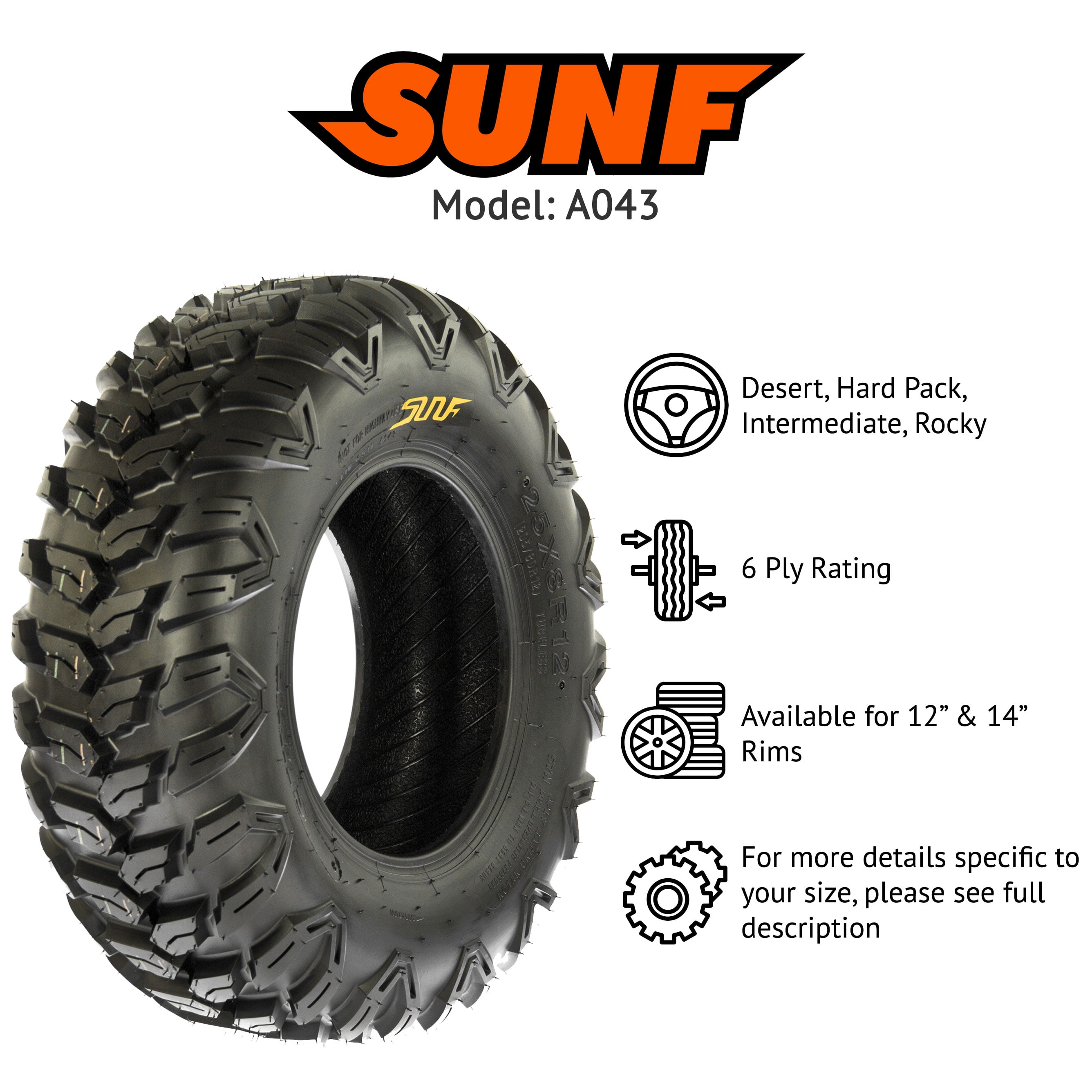 SUN-F 26/1012 6PR A-043 Pneu Quad et Buggy