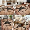 thumbnail image 5 of Area Rug for Living Room, Western Star Retro Non-Slip Indoor Large Carpet for Bedroom/Dining Room, Country Farmhouse Brown Wooden Grain Washable Low-Profile Rectangle Floor Runner Rugs - 6 x 9 Ft, 5 of 7