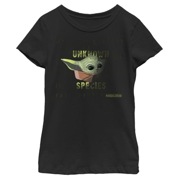 Girl's Star Wars: The Mandalorian The Child Unknown Species  Graphic Tee Black Medium