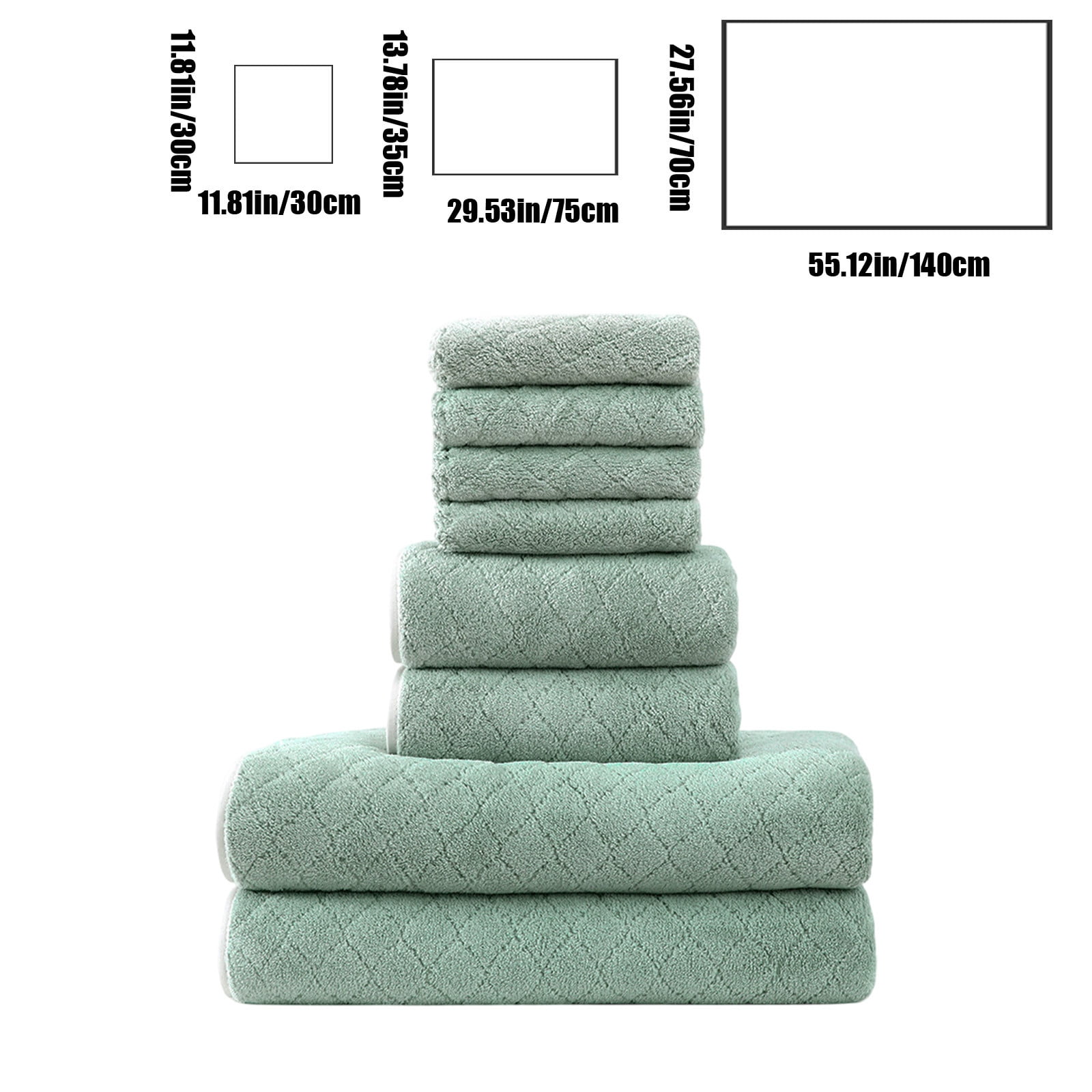 Tuvgenk Large Bath Towel Set Absorbent Quick Dry Set Of 8 Cotton Bath Towels Set Fade Resistant Sage Green Thick Soft Plush 55x28 inch for Shower