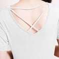 thumbnail image 4 of Fashion $15 & under Olyvenn Womens Criss Cross Short Sleeve Basic Plain Tee T-Shirt Breathable Soft Blouses Shirt Solid Color Casual Tie Back Sport Tunic Top White 10, 4 of 4