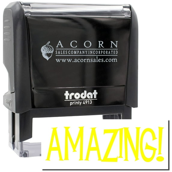 Large Self-Inking Amazing Stamp, Trodat Printy 4913, Press and Print Stamping, Impression Size 7/8" x 2-1/4", Up to 10,000 Impressions - Yellow Ink