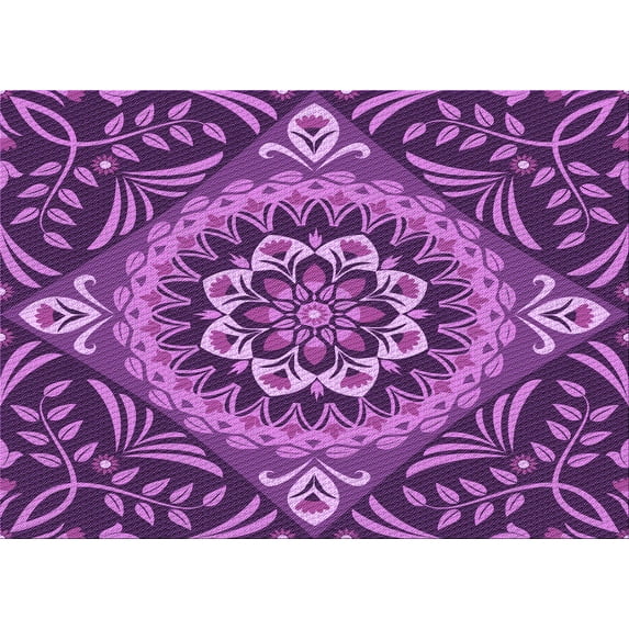 Ahgly Company Indoor Rectangle Patterned Purple Area Rugs, 2' x 4'