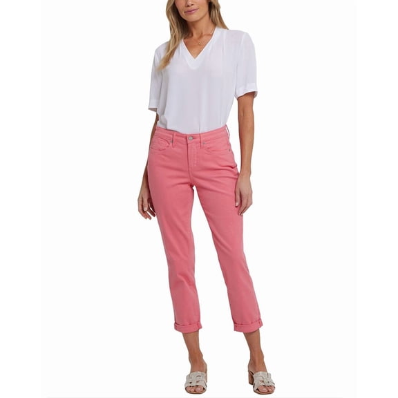 NYDJ womens Petite Margot Pink Punch Girlfriend Jean, 6P