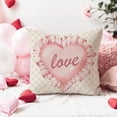 thumbnail image 3 of Valentines Pillow Covers 18X18 Inch Set of 4 Ruffled Heart Love Stamp Cupid Rose Pink Valentines Day Decorations Outdoor Cottagecore Decorative Throw Pillow Cases for Couch Home Decor, 3 of 6