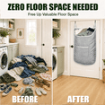 thumbnail image 2 of X-Large Hanging Laundry Hamper Bag, Door Hanging Hamper with Front Pocket Dirty Clothes Hanging Laundry Bag Large Size 35X22 inch Door Laundry Basket (Grey), 2 of 7