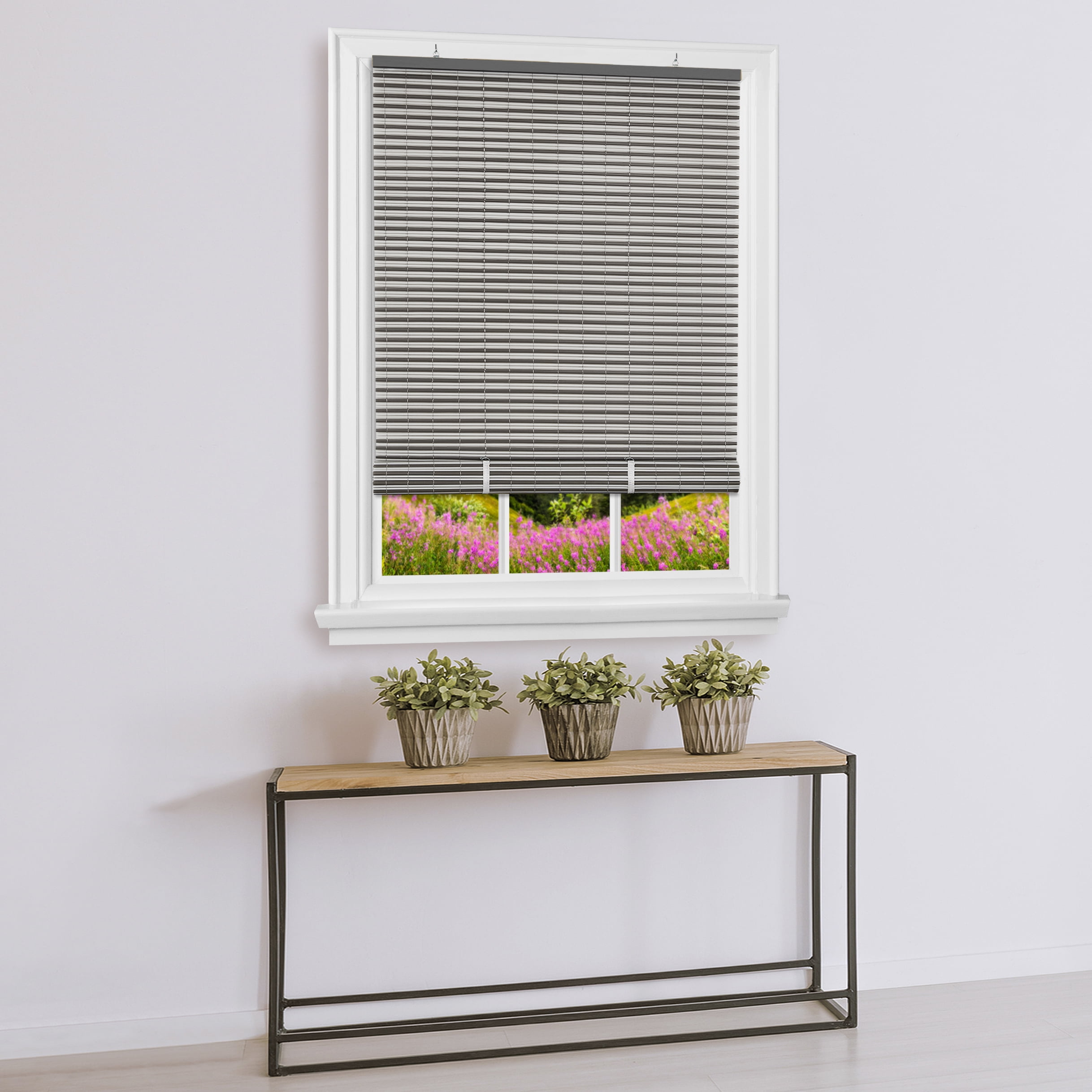 Two-Tone Oval Cordless Rollup Light Filtering Window Blinds Shades