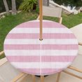 thumbnail image 6 of Round Outdoor Tablecloth with Umbrella Hole and Zipper, Pink Striped Fitted Table Cover with Elastic Edge for 31-35 Inch, Farmhouse Vintage Stripes Waterproof Patio Tablecoths for Picnic, 6 of 9