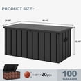 thumbnail image 2 of PURPLE LEAF Outdoor Deck Box 100 Gallon Waterproof Lockable Storage Box Container with Lid Deck Organization for Patio Cushions Side Table Pool Accessories Garden Tools, Gray, 2 of 8