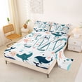 thumbnail image 2 of jejeloiu Ocean Life Monogram W Queen Sheet Sets For Kids,Underwater Octopus Letter Design Bed Set For Boy,4pcs, 2 of 6
