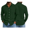 thumbnail image 7 of Gytharion Men's Plus Size Shirts Summer Cotton Linen Lapel Long Sleeve Button Down Blouses Solid Color Casual Fashion Tops with Pockets, 7 of 7