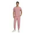 thumbnail image 5 of Men's Workwear Scrubs 2-Piece Uniform Set, Solid Color Cross V-Neck Short Sleeve Pocket Tee and Pants, For Medical Nursing Professionals,Pink,M, 5 of 5