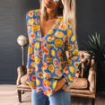thumbnail image 4 of Birdeem Blouse à Manches Longues Décontractée à Col en V Imprimée pour Femmes, 4 of 5