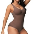 thumbnail image 5 of SWSMCLT Women's Full Body Shaper Shapewear Bodysuit Slim Thigh Slimmer Seamless Pad Padded Tummy Control Waist Trainer Tops Firm Compression Garment Coffee Large, 5 of 5