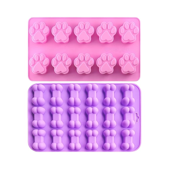 Silicone Baking Molds Set - 10 Cavity Paw & 18 Cavity Bone Shapes, Food-Grade Silicone, Non-Stick & Easy Clean, For Homemade Treats, Biscuits, Chocolates, Candies, Ideal For