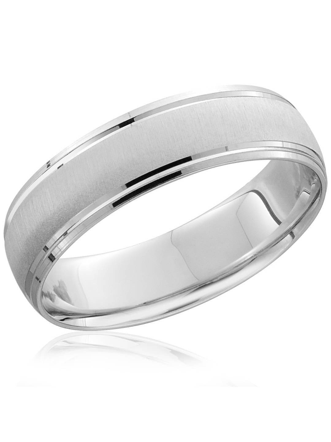 Pompeii3 Mens 950 Platinum 6mm Brushed Wedding Band Ring